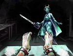  2018 barefoot bondage chainsaw crossover fullres glasses_added kanaya_maryam katish-chan medical_uniform ohgodwhat outlast 