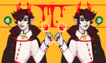  2018 beverage blood candy candy_corn cocktail_glass fashion food fullres halloweenstuck heart hilaletto hiveswap lanque_bombyx skulls solo word_balloon 