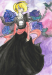  black_squiddle_dress flowers rose_lalonde solo thorns_of_oglogoth unicornshark watercolor 