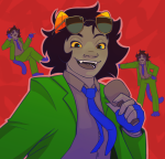  2025 art_dump fanontinuum fullres glasses_added homestuck:_beyond_canon microphone nepeta's_fanontinuum_suit nepeta_leijon no_hat sephic sitting solo 