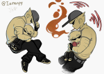  2026 ageswap blush body_hair bro carrying dave_strider fullres glassesswap hug iamanpy profile red_baseball_tee sitting smoking 