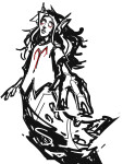 2025 aradia_megido dead_aradia fullres grayscale highlight_color karkar1987 lineart midair solo starter_outfit