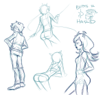  2013 art_dump back_angle dancestors fullres kankri_vantas kjunginger latula_pyrope meenah_peixes monochrome porrim_maryam profile sketch starter_outfit text 