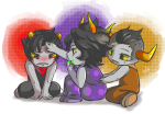  2013 babies casual crying fullres gamzee_makara karkat_vantas kneeling lunaticjin sitting sopor_slime sweat tavros_nitram 