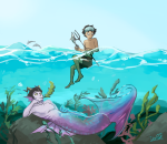 2014 animals au cronus_ampora dancestors fish fullres gills humanized impalement karkat_vantas merfolk ocean q-dormir swimsuit trident