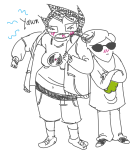  2026 alternate_hair arms_crossed blush chubstuck clothingswap dave_strider doctoraiama fullres grayscale hammertime highlight_color john_egbert june_egbert lineart monochrome redrom shipping starter_outfit text 