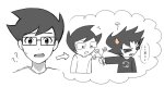 2026 ? communism flowers fullres grayscale headshot highlight_color john_egbert karkat_vantas language:japanese monochrome r_ch07 redrom shipping starter_outfit sweat thought_balloon word_balloon 