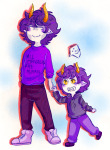  2015 blush body_modification casual dancestors dream_ghost emoticon fashion fullres gamzee_makara holding_hands kurloz_makara makaras steamshade text word_balloon 