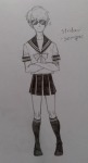  arms_crossed crossdressing dave_strider grayscale rigi school_uniform solo 