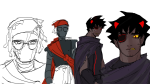  2025 alternate_hair candy_timeline dave_strider davebot eyepatch facial_hair fullres godtier headshot homestuck:_beyond_canon karkat_vantas knight profile punished_outfit red_knight_district redrom ruldem shipping sketch sweat time_aspect wip 