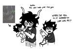  2025 fullres gamzee_makara hiveswap image_manipulation karkat_vantas monochrome plushie starter_outfit text tiniming66 