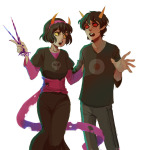  2015 au black_squiddle_dress dave_strider freckles fullres no_glasses rose_lalonde tentacletherapist thorns_of_oglogoth timsel-kun trollified 