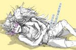  2012 9vs9 au blackrom blush casual eridan_ampora fullres grayscale highlight_color language:chinese lying monochrome pirateshipping reverse_hug shipping sketch sweat text vriska_serket 