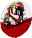  artist_needed bed clothingswap coolkids dave_strider fanfic_art fanoffspring no_glasses red_baseball_tee redrom reverse_hug shipping sleeping terezi_pyrope transparent 