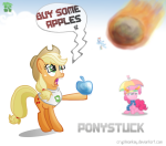  2012 cosplay crossover cruxite_apple cryptmonkey fullres meteor my_little_pony sburb_logo starter_outfit text umbrella word_balloon 