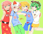  2012 arm_around_shoulder beta_kids blood blush candy dave_strider food fullres holding_hands jade_harley john_egbert rolling-mozaik rose_lalonde text trickster_mode 