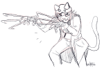  action_claws lineart nepeta_lejion newgrounds sneel solo 