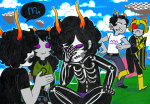  2015 back_angle battlefield chucklevoodoos clouds cronus_ampora dancestors dream_ghost flash_asset fullres gamzee_makara kurloz_makara makaras meulin_leijon mituna_captor scars sitting smoking starter_outfit word_balloon xamag zodiac_symbol 