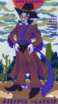  2025 aspect_symbol clouds fullres glasses_added hat heart_aspect homestuck:_beyond_canon makkuart nepeta_leijon solo sun text western 