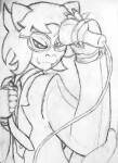 2025 dash-n-draw fullres glasses_added grayscale homestuck:_beyond_canon microphone monochrome nepeta's_fanontinuum_suit nepeta_leijon no_hat profile sketch solo wip