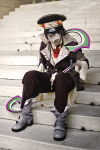 2012 amiaka au body_modification cosplay eyepatch fashion fullres hat homes_smell_ya_later karkat_vantas real_life sitting solo stairs