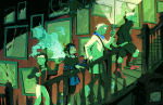  2024 bard body_modification candy_kids candy_timeline codtier flashlight fullres gamzee_makara ghosts godtier harry_anderson_egbert homestuck:_beyond_canon meruz official_art rage_aspect stairs starter_outfit sweat tavros_crocker vriska_maryam-lalonde yiffany_longstocking_lalonde_harley 