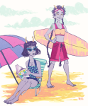  aranea_serket dancestors meenah_peixes melia ocean summer surfboard swimsuit umbrella 