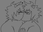 2025 blackrom blush fullres grayscale jaggy_lines karkat_vantas kiss lineart monochrome multiple_personas self_loathing selfcest skyzahhak spade