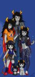  2018 8_ball babies blood fashion fluorite_octet fullres godtier grubs hat jaggy_lines light_aspect lunaticjin multiple_personas no_glasses sitting solo starter_outfit sword thief vriska_serket web 