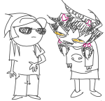  2026 alternate_hair dave_strider doctoraiama fullres grayscale highlight_color karkat_vantas lineart monochrome rule63 starter_outfit 