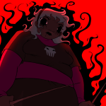  2024 black_squiddle_dress chubstuck fullres grimdark jaggy_lines knitting_needles low_angle obscenicon rose_lalonde solo 