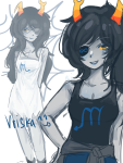  2026 blush candy_timeline eyepatch fairy_dress fullres homestuck:_beyond_canon no_glasses sakunokisses solo text vriska_serket web 