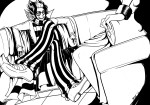  2011 couch eridan_ampora feferi_peixes fullres grayscale head_out_of_frame monochrome oblique_angle pride sitting starter_outfit 