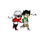  animated dave_strider ectobiolodaddy holding_hands john_egbert music_note pixel red_baseball_tee starter_outfit 