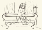  2011 barefoot bathing bathtub fullres grayscale monochrome no_glasses scalemates sketch solo strife terezi_pyrope underwater vanillavalerian zodiac_symbol 