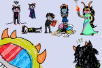  2015 aranea_serket back_angle beforus_ancestors bondage book crying dancestors dream_ghost eridan_ampora feferi_peixes fullres half_ghost jaggy_lines karkat_vantas lying meenah_peixes meulin_leijon mituna_captor peixeses pfeferi sailorbeefcake scribble_mode selfie sick_fires sollux_captor starter_outfit 