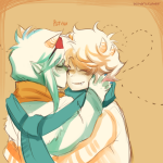 2012 back_angle blush dancestors fashion fullres heart hug ikimaru kiss latula_pyrope mituna_captor no_glasses no_hat radrom shipping text