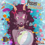  2026 animals animated blingee body_modification cuttlefish feferi_peixes fish fullres girltard heart jaggy_lines kiss rainbow solo swimsuit text zodiac_symbol 