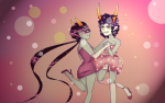 2012 blush bunnycaeks crossdressing dancestors dancing fullres gamzee_makara holding_hands meenah_peixes redrom shipping wut