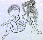  alternate_hair damara_megido dancestors dirkpee lineart pawfeet profile solo troll_tail 