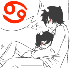  2014 ageswap blush bromance dancestors fullres grayscale highlight_color jaggy_lines kankri_vantas karkat_vantas lunaticjin sleeping starter_outfit thought_balloon vantases zodiac_symbol 