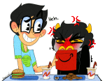  2012 animated blue_slime_ghost_shirt blush food fullres john_egbert karkat_vantas mcdonald&#039;s text transparent zamii070 