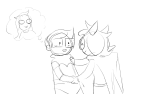  2016 blush crying dogtier fullres godtier grandma grayscale holding_hands hope_aspect jade_harley jake_english lineart monochrome page paperseverywhere sketch space_aspect thought_balloon witch 