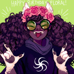  2017 atissi dogtier flower_crown flowers godtier happy_birthday_message headshot jade_harley pawfeet solo space_aspect text witch 