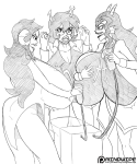 2016 aradia_megido feferi_peixes fullres godtier grayscale lineart maid nsfw_source planetofjunk profile starter_outfit strife time_aspect vriska_serket
