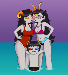  2025 2spooky aradia_megido feferi_peixes fullres grubscars multishipping near_kiss no_shirt nsfw_source queen_bee redrom shipping sollux_captor swimsuit thenebularts 