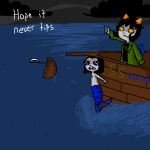 2012 alternia animated babinani clouds equius_zahhak fullres jaggy_lines katnep meowrails merfolk nepeta_leijon night no_hat no_shirt ocean palerom profile redrom shipping ships starter_outfit sweat text