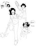  2025 art_dump chainsaw dave_strider dragon_cane eridan_ampora fullres grayscale kanaya_maryam karkat_vantas language:korean lineart monochrome sketch starter_outfit terezi_pyrope text tiniming66 word_balloon 