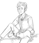  2014 animals fullres grayscale lineart pickle_inspector problem_sleuth_(adventure) sitting solo starter_outfit tyska 