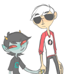  blush coolkids dave_strider holding_hands no_glasses red_baseball_tee redrom shipping terezi_pyrope watateas 